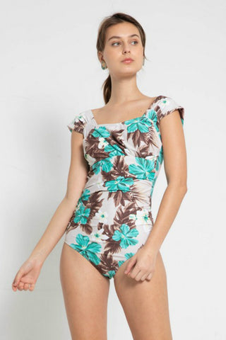 Vintage Style 1 Piece Swimsuit: Green