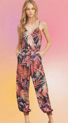 Red Ribbon Smocked Jumpsuit