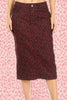 Wine Leopard Stretch Twill Pencil Skirt