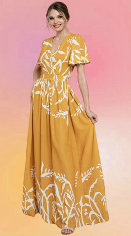 Gold Glitter Overlay Maxi Dress